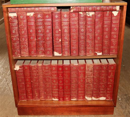 Small open bookcase and set 27 Encyclopedia Britannica